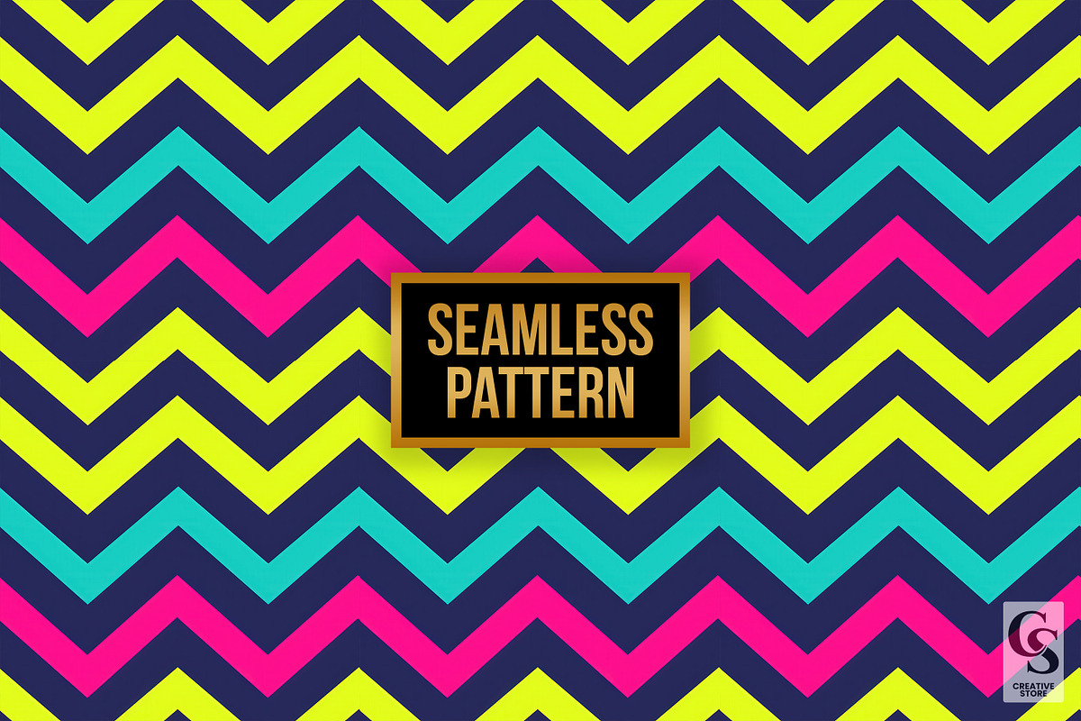 Neon Zigzag Chevron Digital Papers, a Pattern Graphic by Creative Store (Photo 4 of 5)