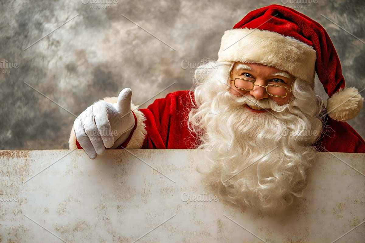 santa claus with blank sign, a Templates & Theme by VetalStock