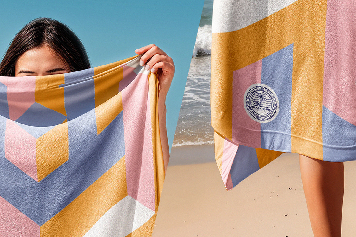 Woman Holding Beach Towel Mockup, a Product Mockup by rebrandy (Photo 5 of 7)