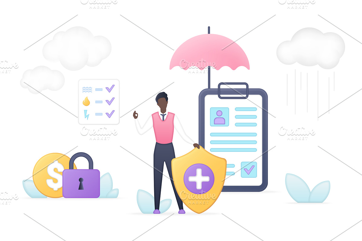 Volumetric insurance protection, a Finance Illustration by Lemberg Vector