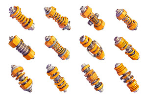 Set of cartoon shock absorber, an Illustration by LadadikArt