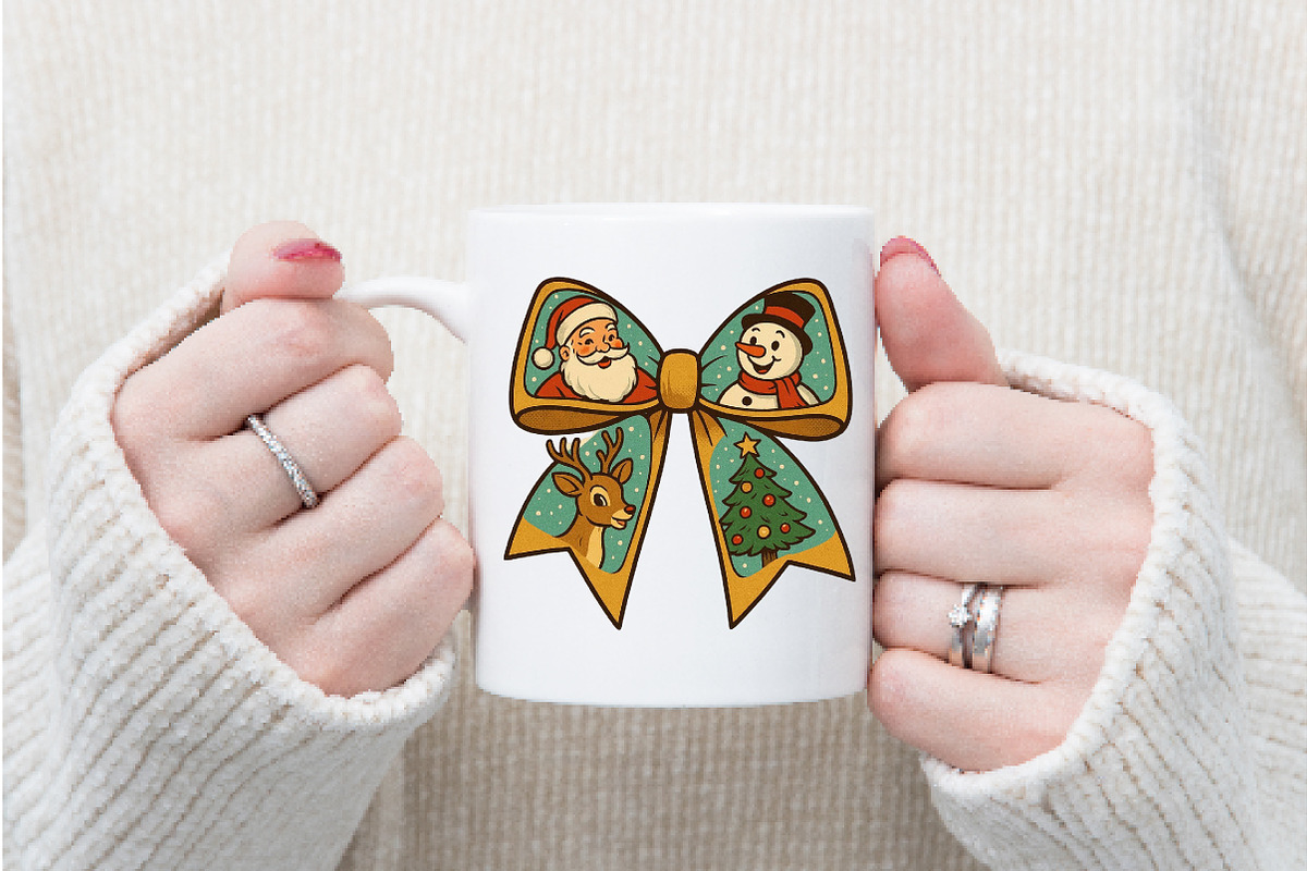 Christmas Coquette Bow Png, an Illustration by Watercolor design (Photo 2 of 6)