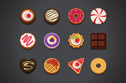 Flat Dessert Icons