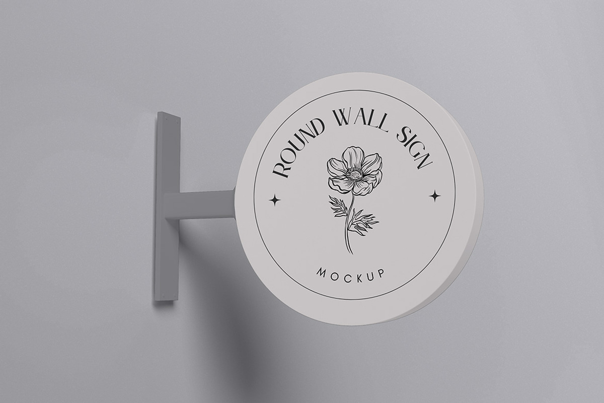 Round Wall Sign Mockup, an Advertising Mockup by xavier_studio (Photo 3 of 5)