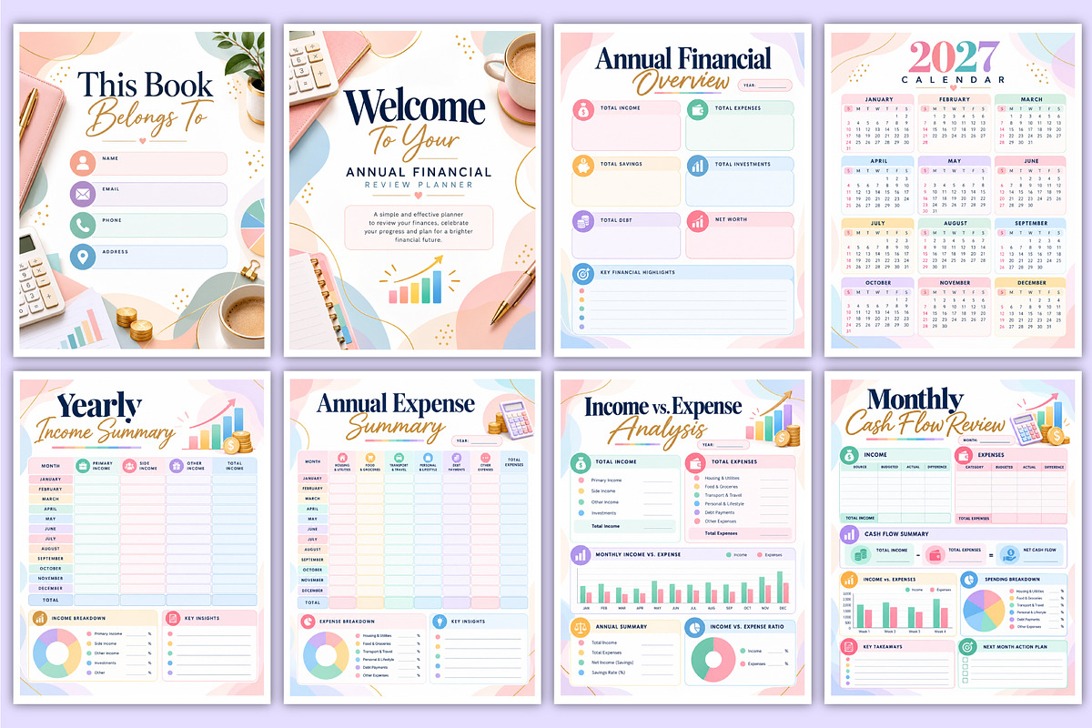 Annual Financial Review Planner, a Stationery Template by Mustafiz (Photo 2 of 3)