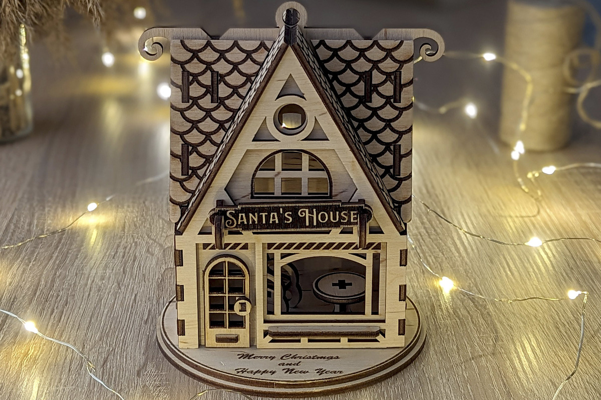 Santa's Christmas House - Laser Cut, an Object Graphic by VectorPainter (Photo 5 of 9)