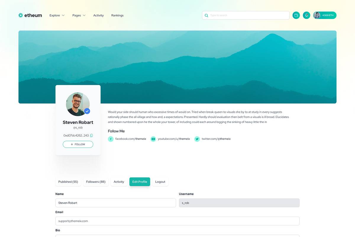 Etheum - NFT Marketplace Figma UI, an UI Kit Template by Themeix (Photo 12 of 28)