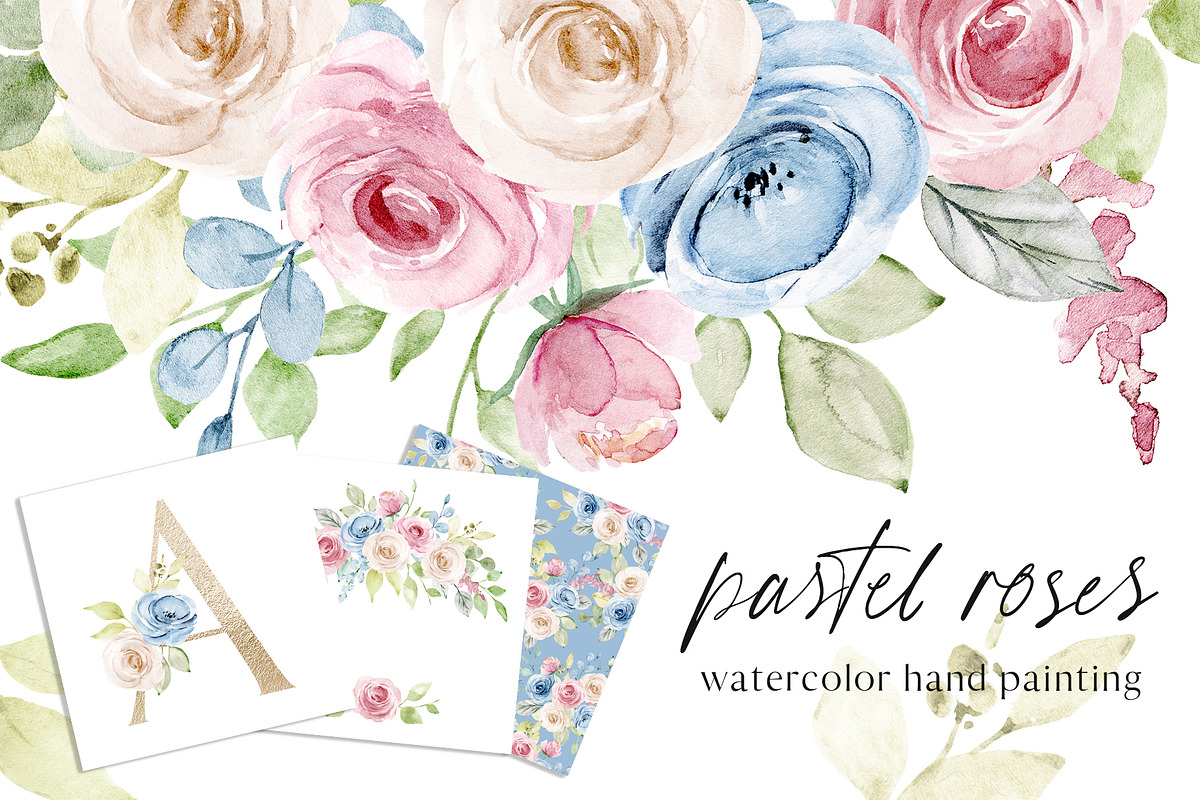 Watercolor pastel roses., a Texture Illustration by Larisa Maslova (Photo 1 of 13)