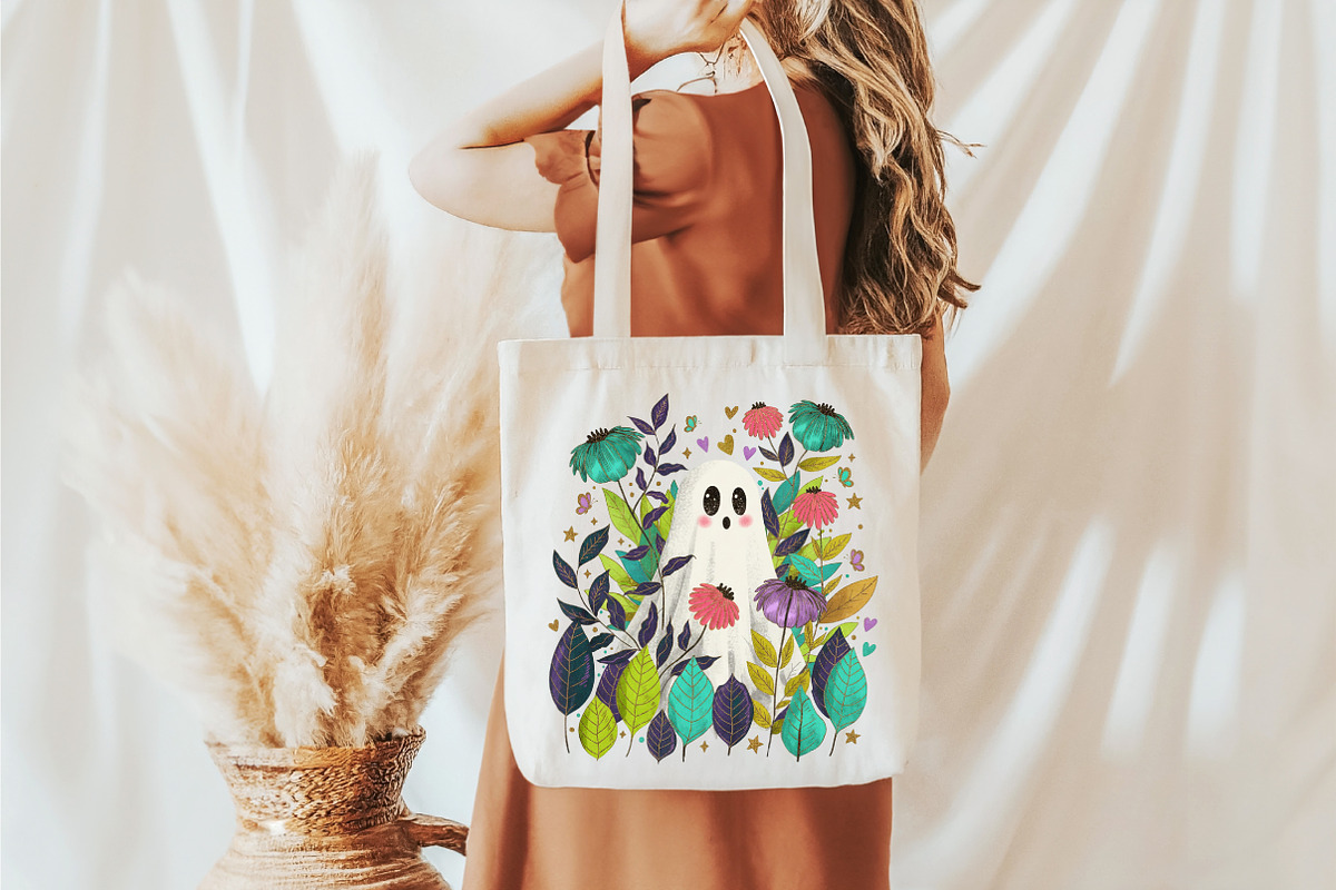 Halloween Fall Floral Boho Ghost Png, an Illustration by designcity5 (Photo 2 of 4)