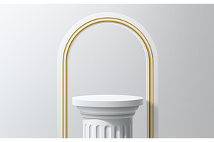 Column Podium With Golden Arch