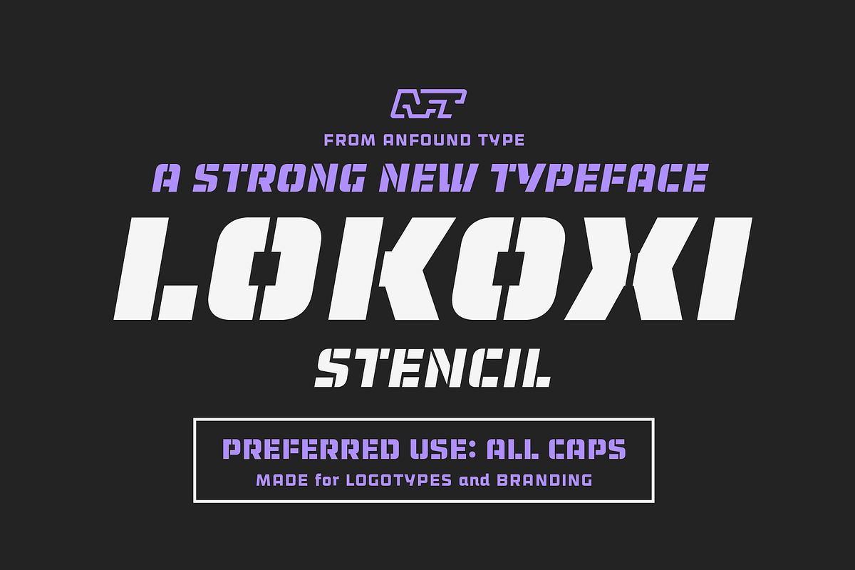 Lokoxi Stencil - Full Family, a Sans Serif Font by Anfound Type (Photo 1 of 14)