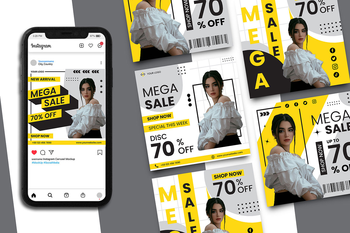 Mega Sale Instagram Post Template, a Social Media Template by Artnivora.Std