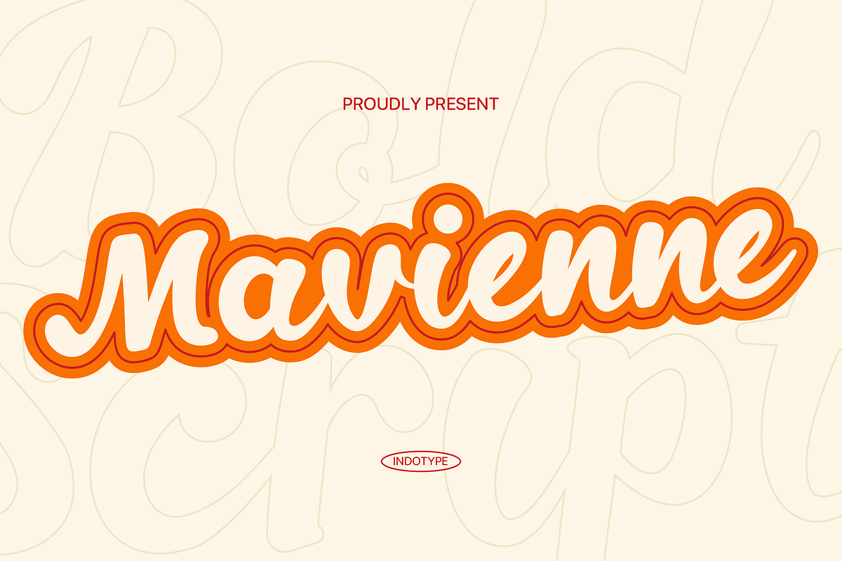 Mavienne - Retro Script Bold Font, a Script Font by Indotype Foundry (Photo 1 of 10)