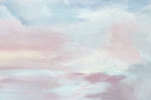 Abstract pastel sky painting with soft blue and pink clouds, ble, a Decorative Illustration by Studio ANNA