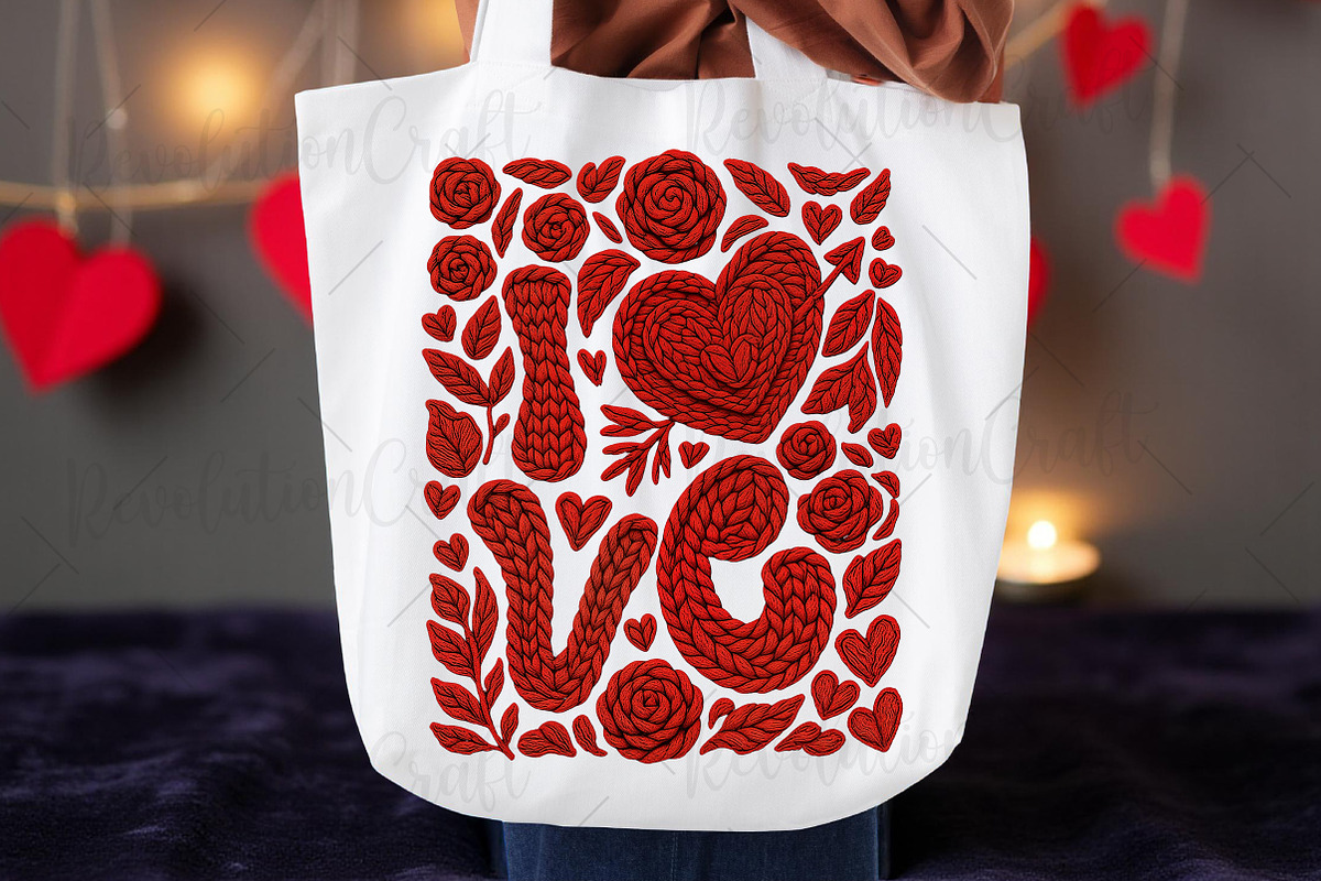 Crochet Valentines Love Floral Png, an Illustration by OK Design (Photo 4 of 6)