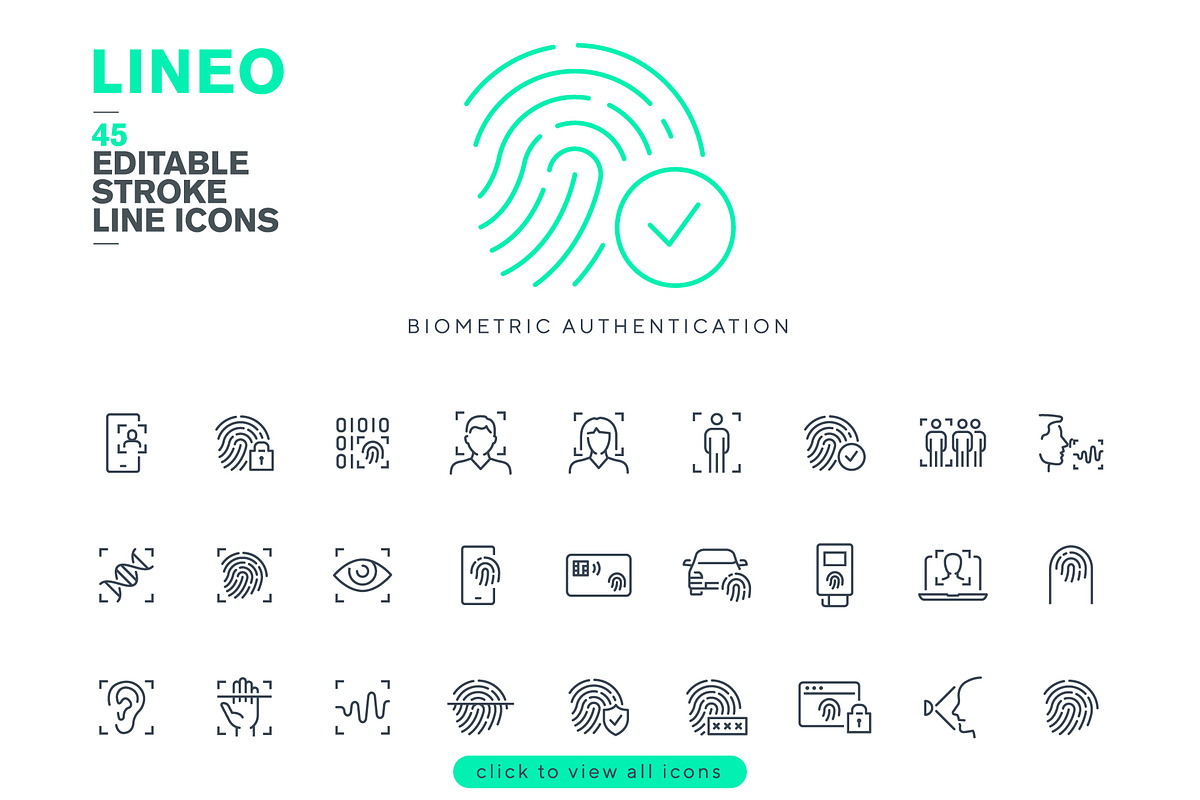 LINEO - 45 BIOMETRIC ICONS, an Outline Icon by sharpnose (Photo 2 of 6)