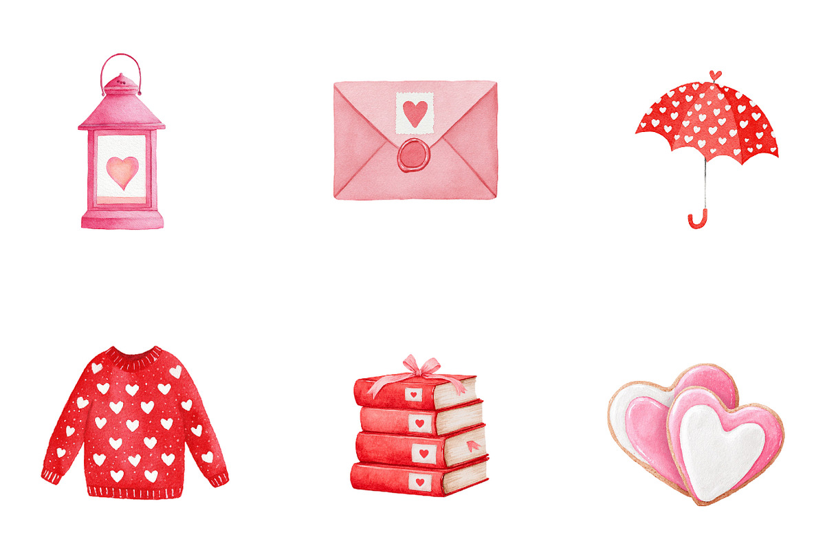 watercolor valentines day clipart, an Illustration by CreationArt (Photo 6 of 7)
