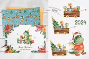 Dragon Christmas. Watercolor set., a Seasonal Illustration by Kate_Rina (Thumbnail 10 of 13)
