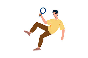 Young man holding magnifying glass, an Education Illustration by pikepicture