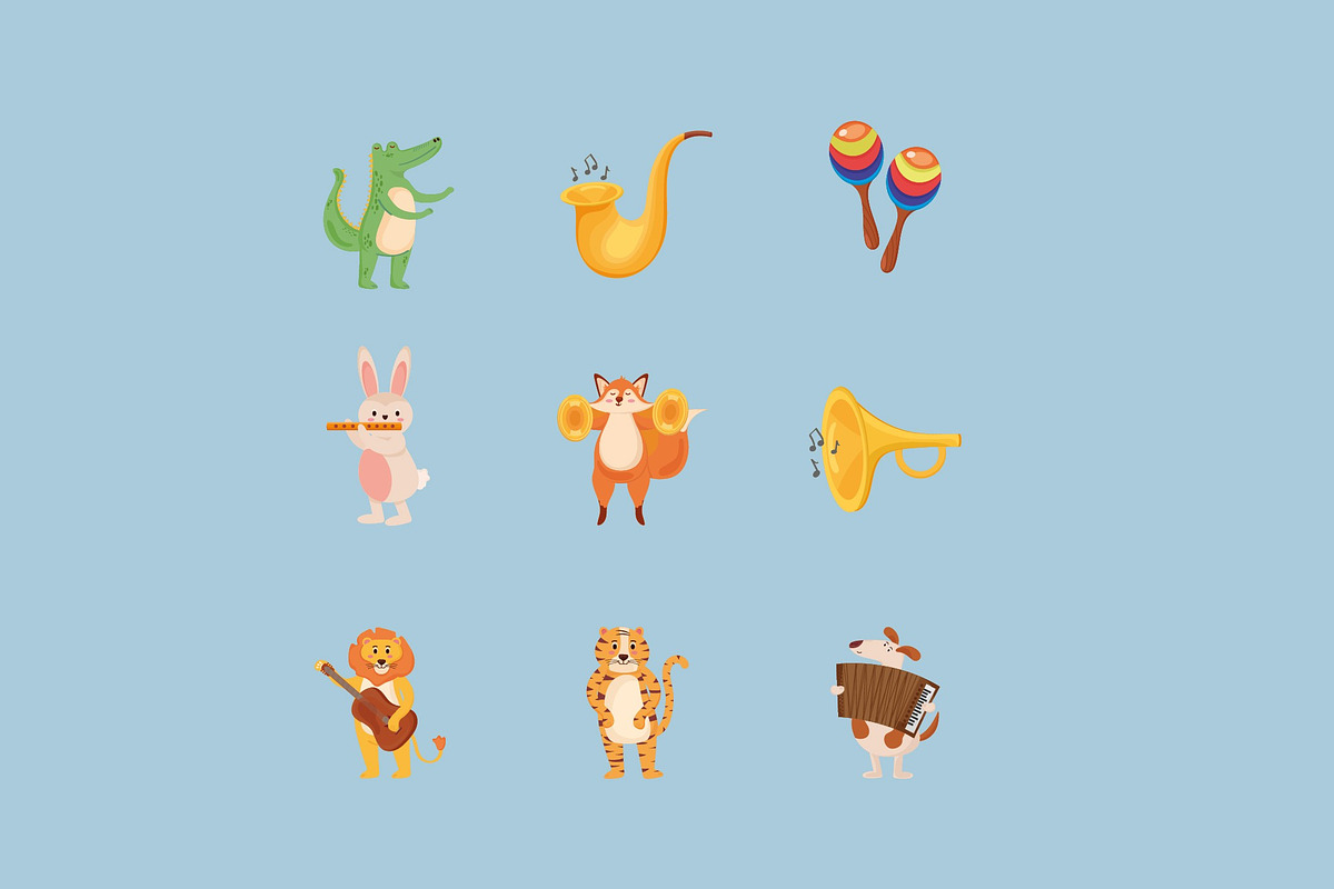 Animals and Music Illustration Set, an Animal Illustration by studiogstock (Photo 2 of 3)