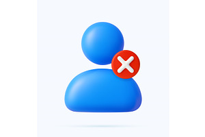 3D User Icon with Access Denied, a Technology Illustration by ModVector