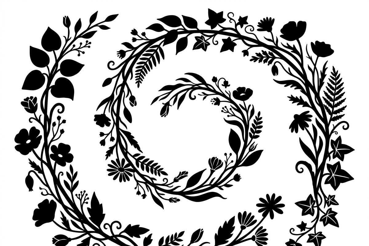50 Elegant Floral Leaf Spiral Frame, a Decorative Illustration by Amazin_art (Photo 27 of 41)