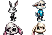 Cute Subculture Bunnies PNG Set, an Animal Illustration by DoubleTwists (Thumbnail 2 of 5)