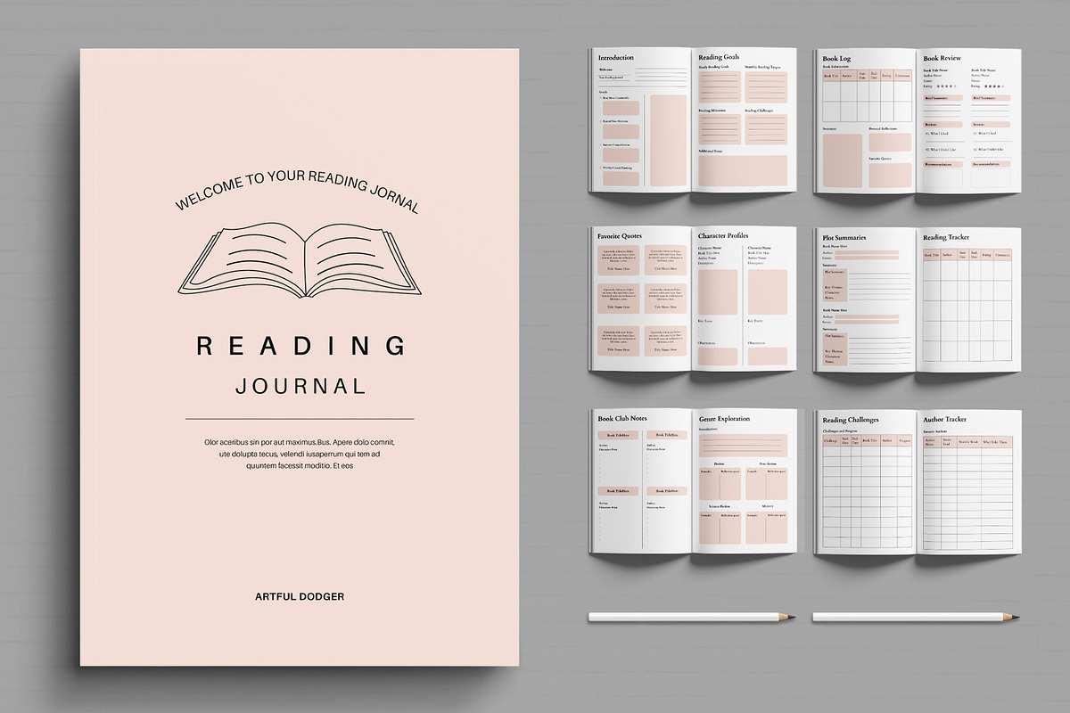 Reading Journal Template, a Stationery Template by MightyDesign (Photo 1 of 6)