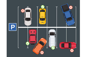 City parking area with correctly and, a Transportation Illustration by Vectorbuum