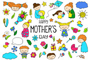 Happy Mother's Day Vector Set, a Person Illustration by RabbitAndPencil (Thumbnail 1 of 3)