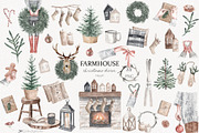 Christmas watercolor decor clipart, an Animal Illustration by Colibri Watercolor (Thumbnail 1 of 13)