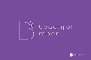 B crescent moon logo design