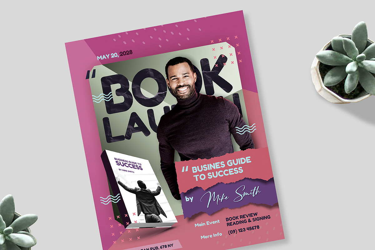 Book Launch Flyer Template, a Flyer Template by Satgur Graphic Design (Photo 4 of 7)