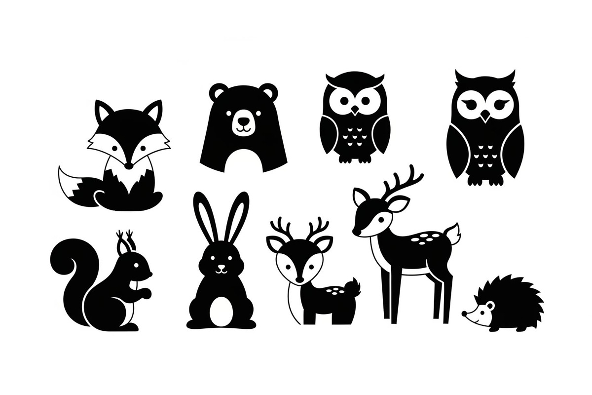 Cute Forest Animal Silhouette Bundle, an Illustration by Creativeshirt (Photo 27 of 54)