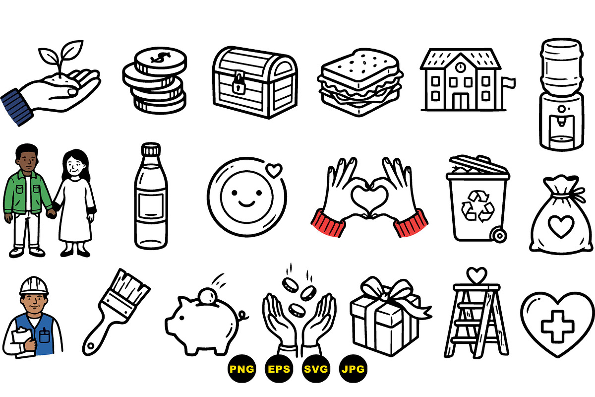 Charity Donation Icon Set, an Illustration by designvectx (Photo 3 of 3)