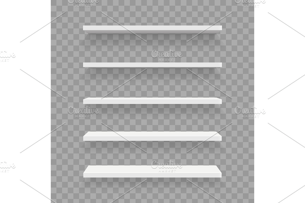 Empty shop shelves template mockup., an Object Illustration by HAPPY VECTOR