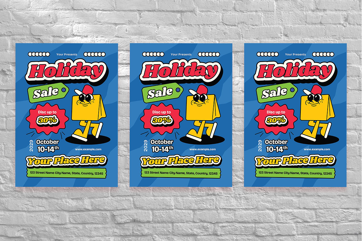 Blue Retro Holiday Sale Flyer Set, a Flyer Template by Aiyari Graphic (Photo 3 of 3)
