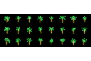 Palm Icons Set Vector Neon