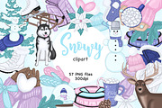 Snowy Clipart, a Sport Illustration by GlamArtZhanna (Thumbnail 1 of 4)