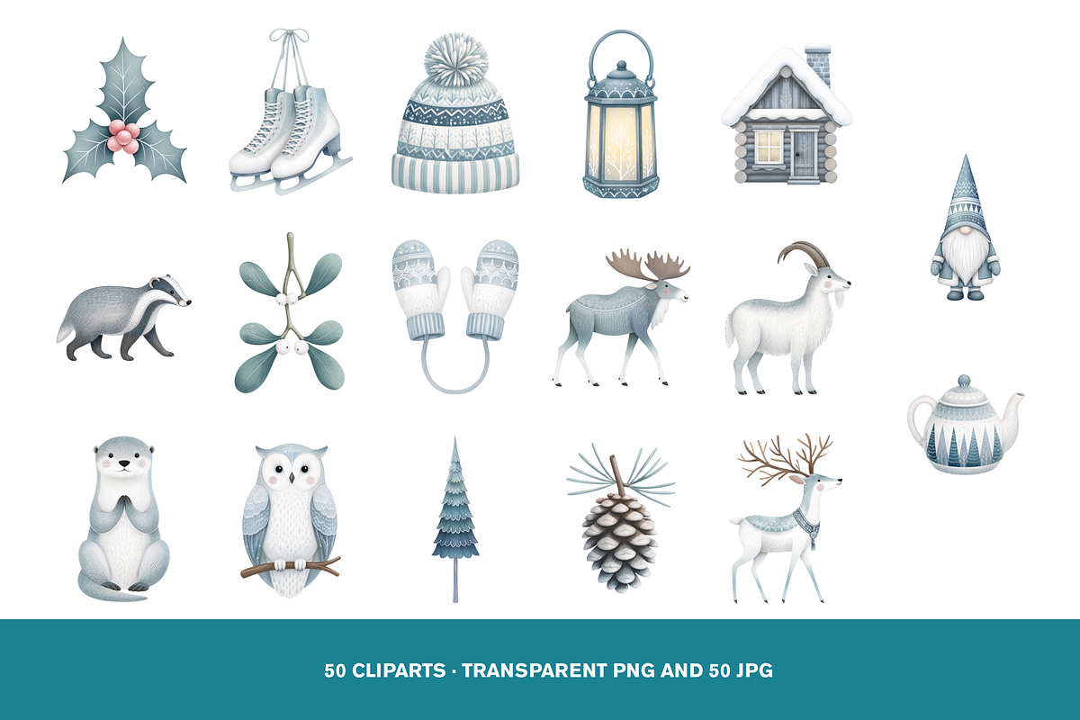 50 Nordic Christmas Line Art Clipart, an Animal Illustration by Luxe (Photo 3 of 4)