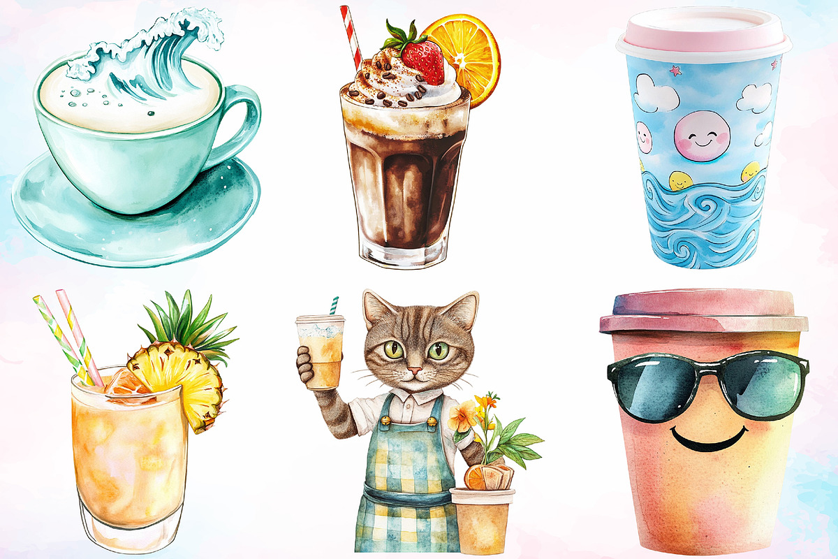 Summer Coffeeshop Clipart Bundle, a Seasonal Illustration by Canvas Craft (Photo 3 of 3)