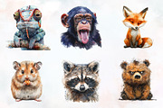 Cheeky Grumpy Animals Clipart, an Animal Illustration by RobertsArt (Thumbnail 6 of 7)