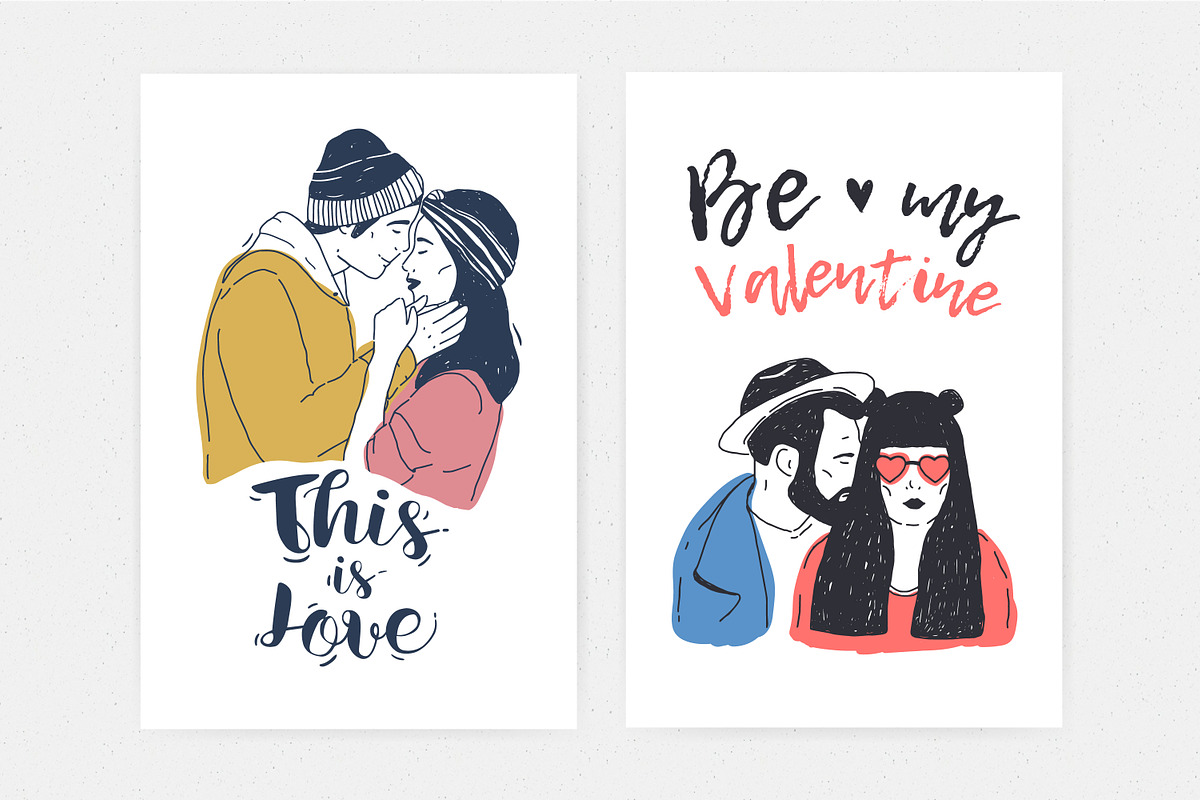 Happy Valentine's day cards set, a Decorative Illustration by Good Studio (Photo 5 of 10)