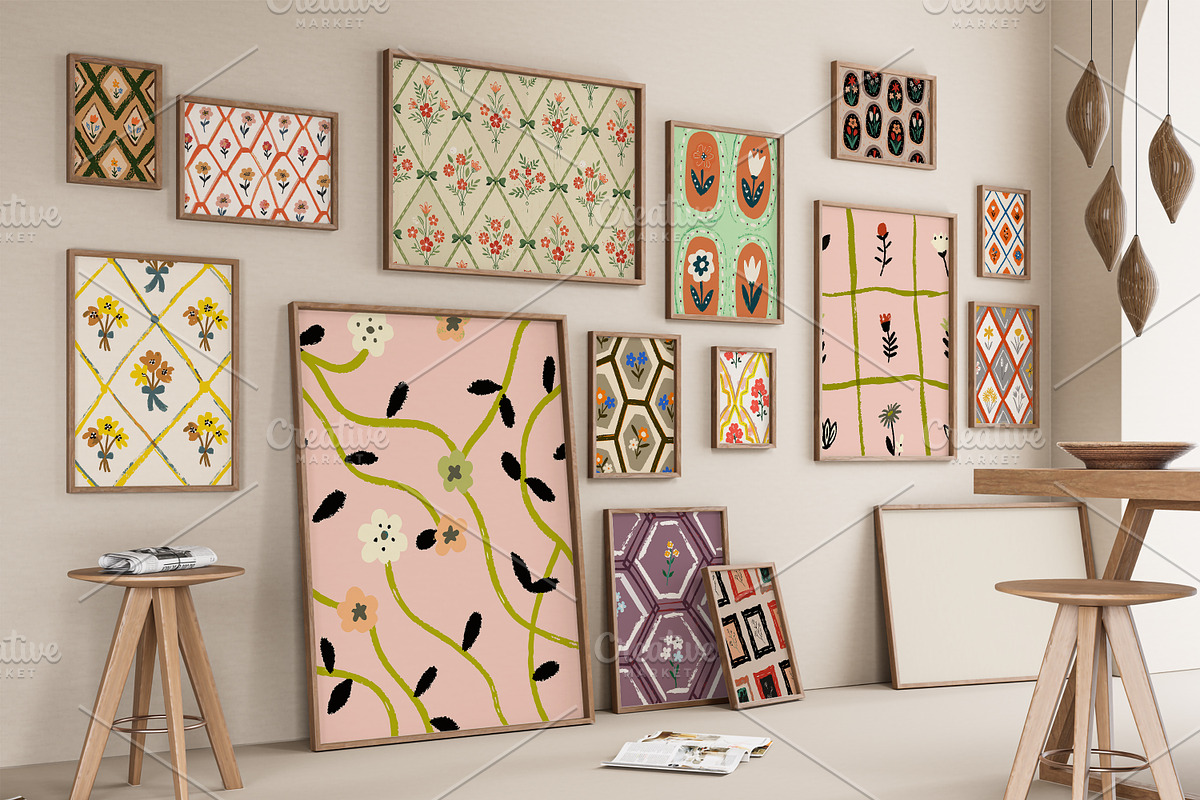Retro Floral Prints & Textures, a Background Graphic by RevintageStudio (Photo 4 of 8)