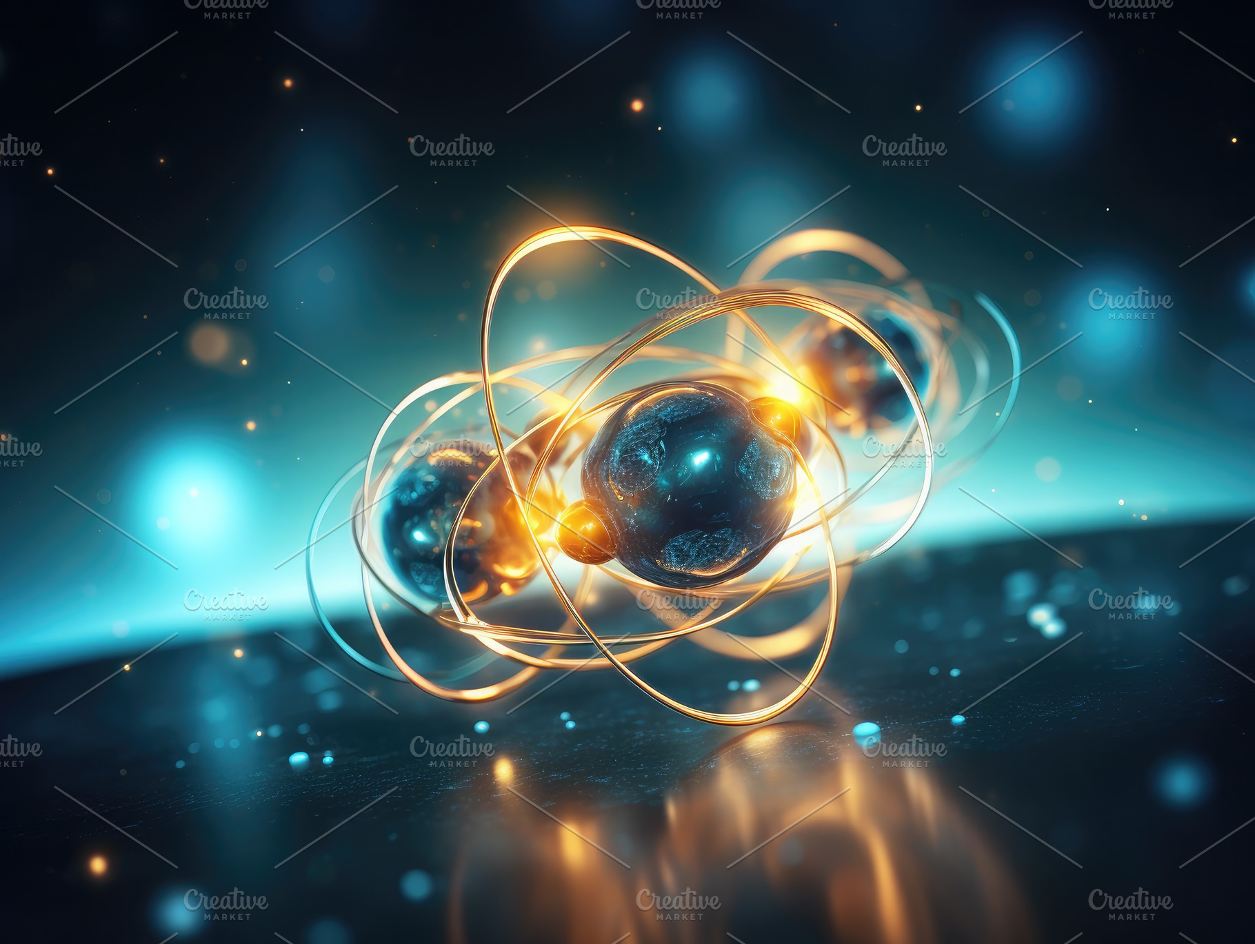 Hydrogen and Helium Atoms 3D Renderi, a Photo by SaroStock