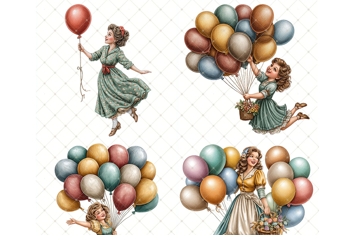 Balloon girl Clipart JPG, a Person Illustration by Memories By Lea (Photo 3 of 18)