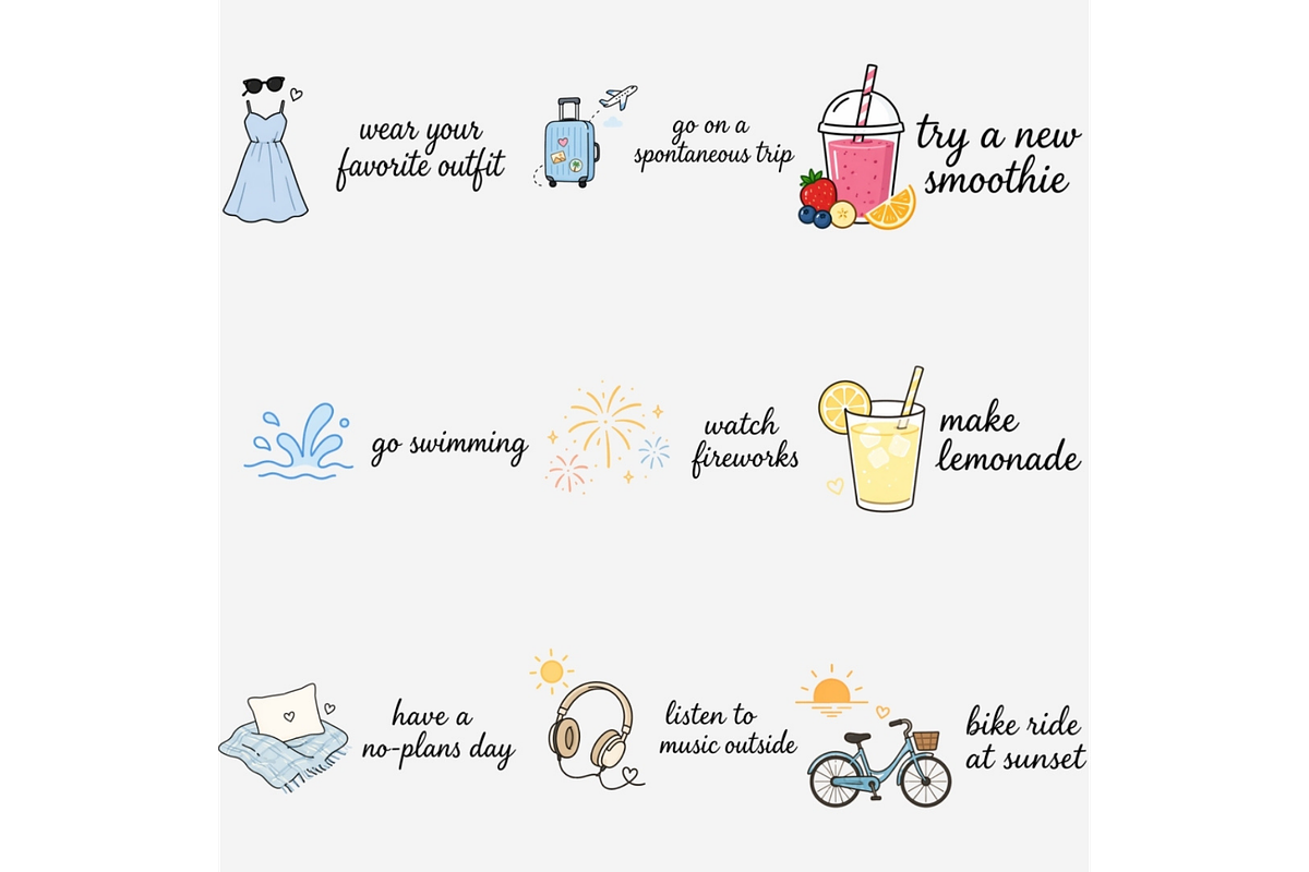 Summer Bucket List PNG Bundle | 27, an Emoji Icon by Tanya Kart (Photo 3 of 4)