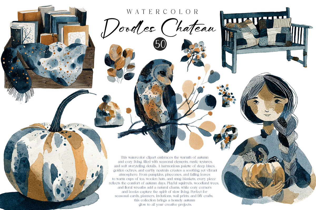 Cozy Autumn Charm Clipart, an Illustration by CreationArt (Photo 1 of 3)