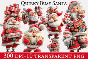 Quirky Busy Santa Clipart, an Illustration by Designworld