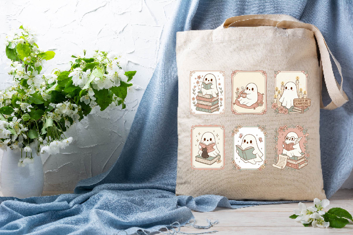 Cute Ghost Book Lover PNG, an Illustration by DreamPrint404 (Photo 2 of 7)